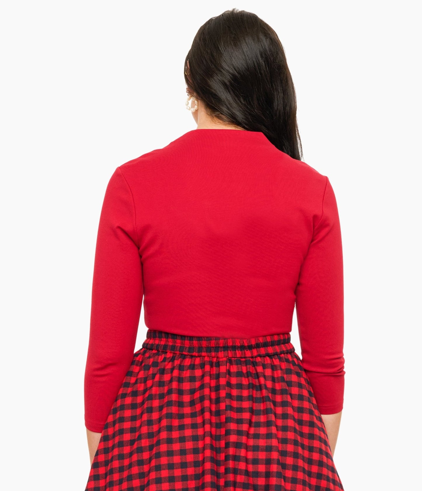 Voodoo Vixen 1950s Red Jersery Knit Top - Unique Vintage - Womens, TOPS, WOVEN TOPS