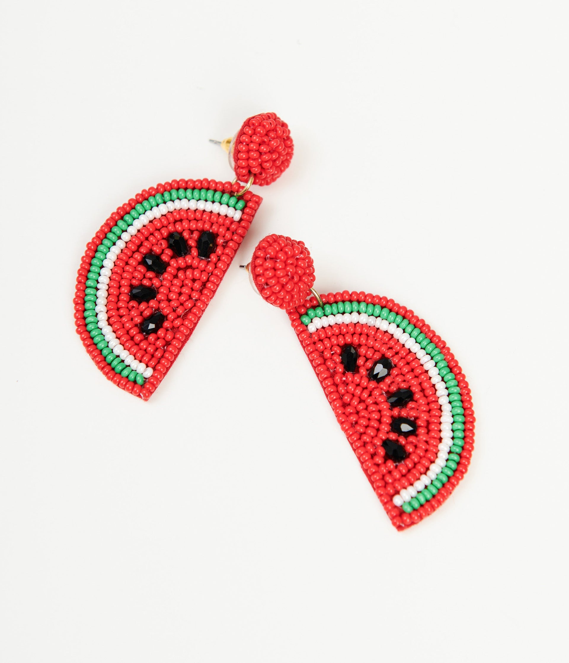 Watermelon Beaded Drop Earrings - Unique Vintage - Womens, ACCESSORIES, JEWELRY