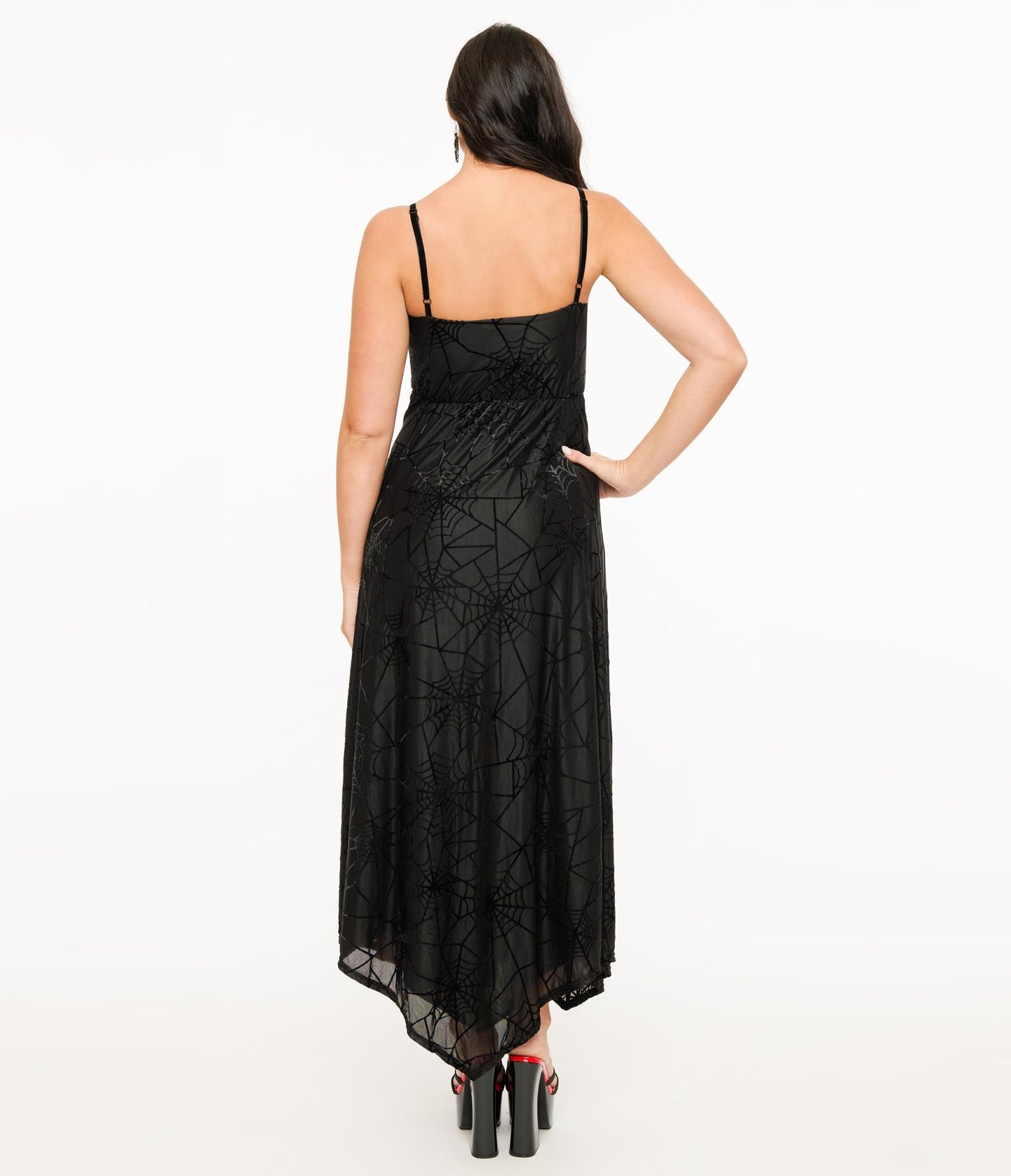 Wax Poetic Black Spiderweb Willow Maxi Dress & Bolero Set - Unique Vintage - Womens, DRESSES, MAXI