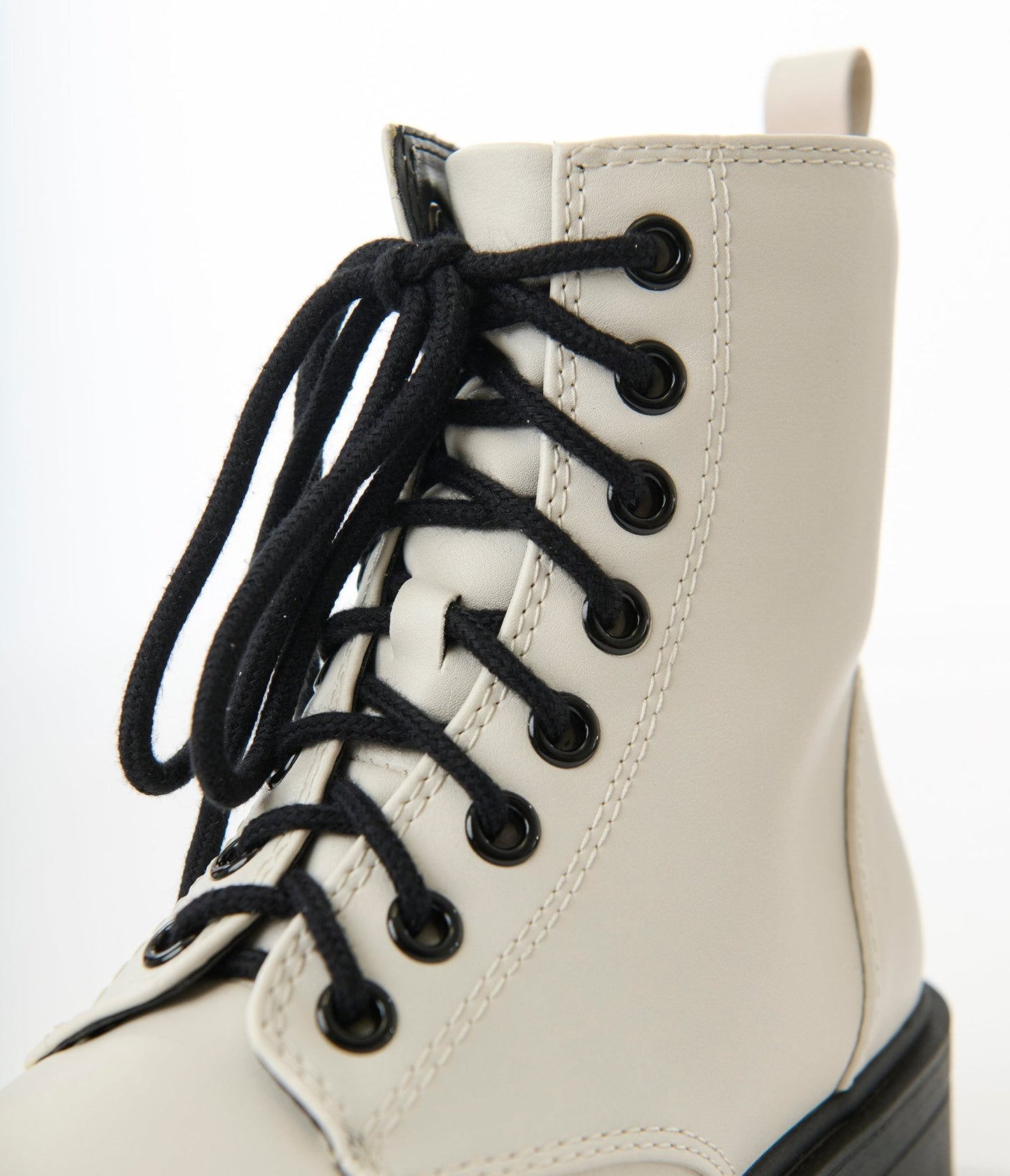 White & Black Leatherette Lace Up Boots - Unique Vintage - Womens, SHOES, BOOTS