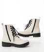 White & Black Leatherette Lace Up Boots