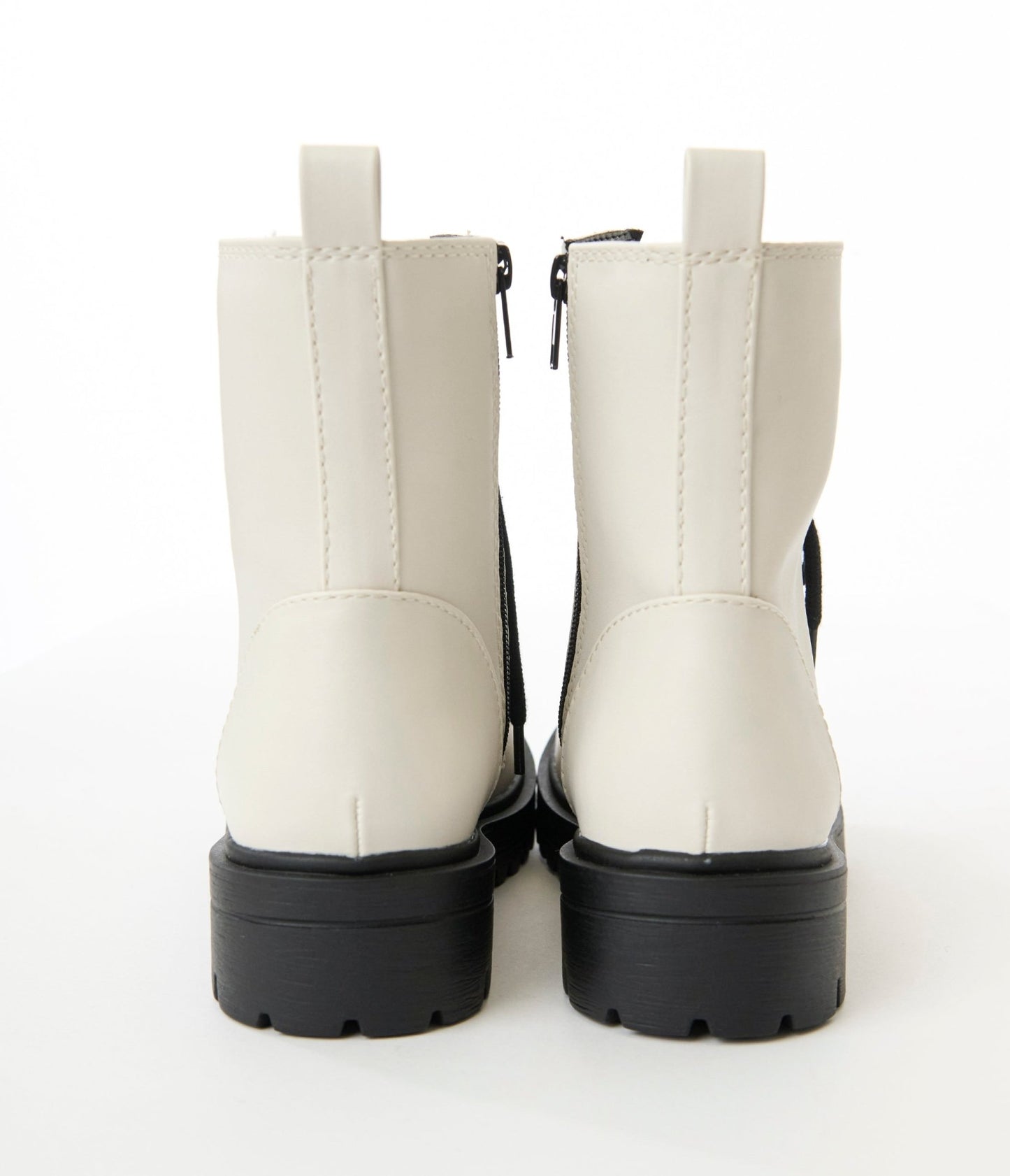 White & Black Leatherette Lace Up Boots - Unique Vintage - Womens, SHOES, BOOTS