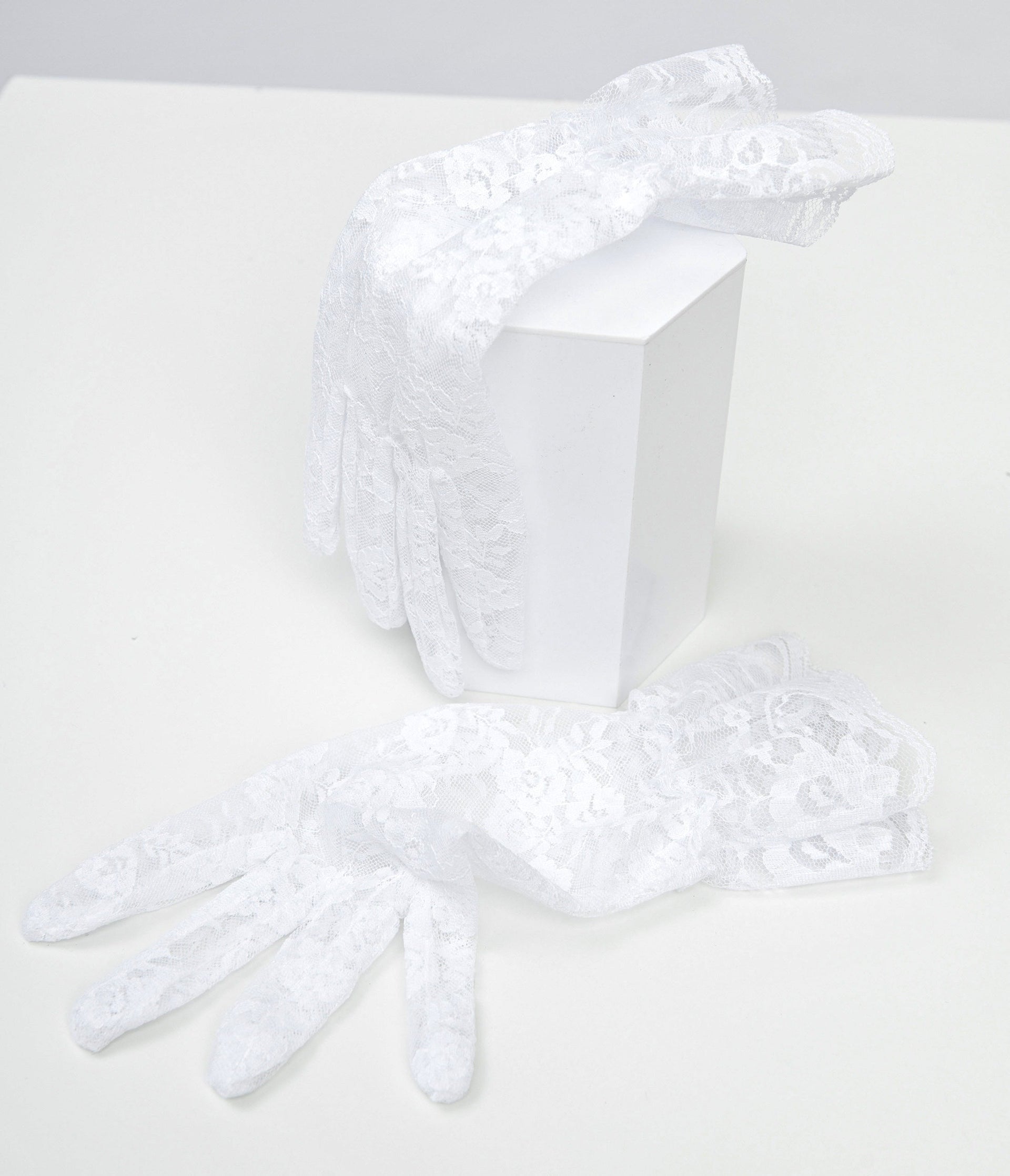 White Lace Ruffle Gloves - Unique Vintage - Womens, ACCESSORIES, GLOVES/SCARVES