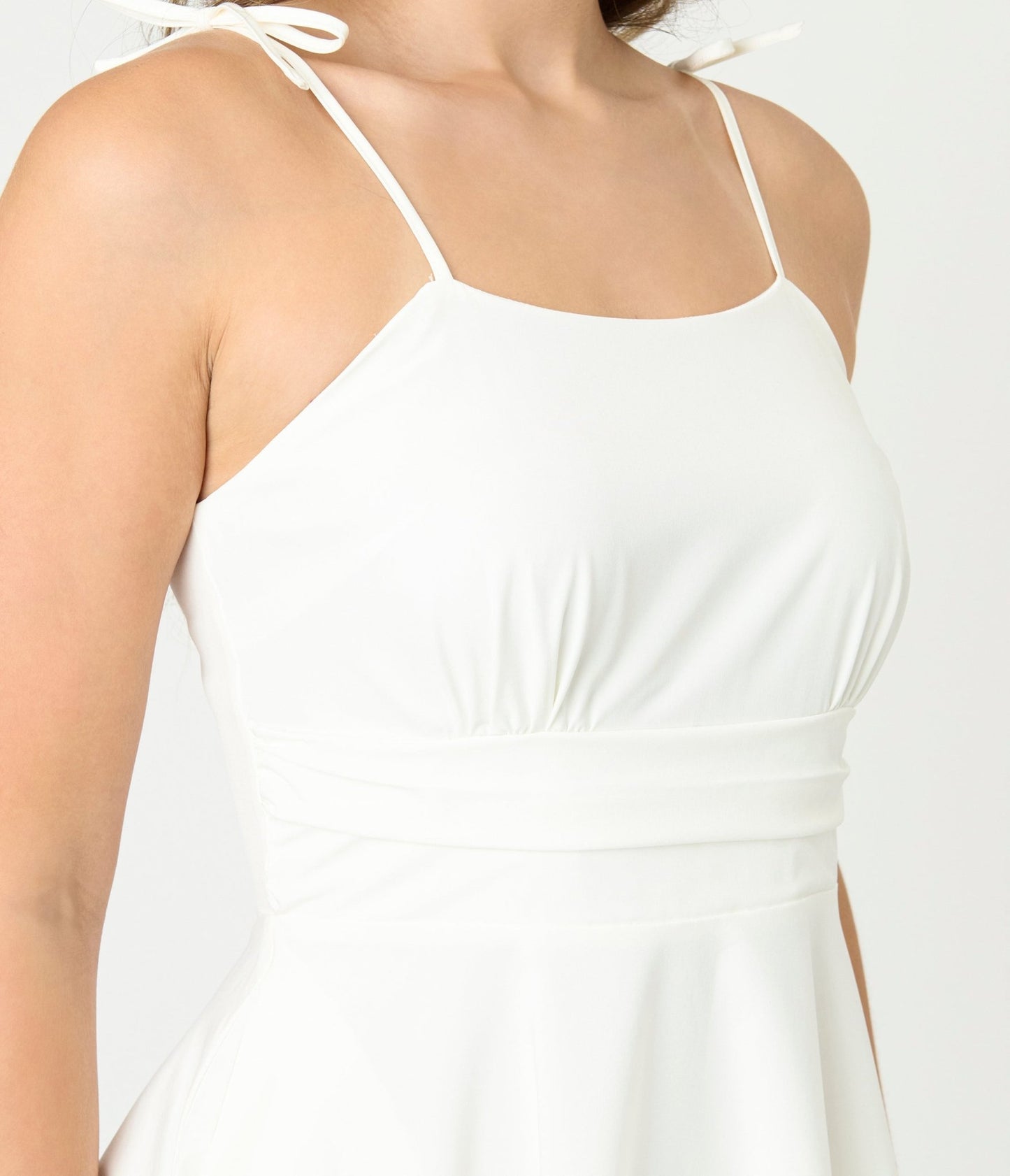 White Tea Length Fit & Flare Dress - Unique Vintage - Womens, DRESSES, FIT AND FLARE