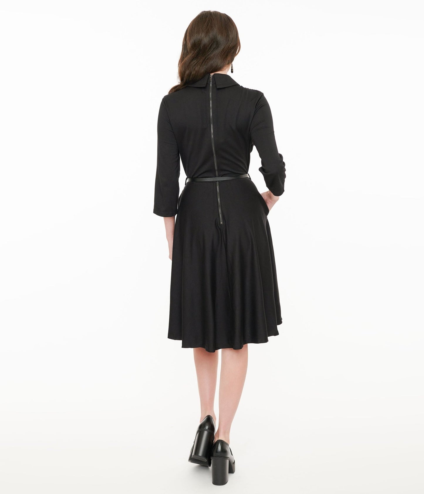 Witchwood Bags Black Lace Shelley Fit & Flare Dress - Unique Vintage - Womens, HALLOWEEN, DRESSES