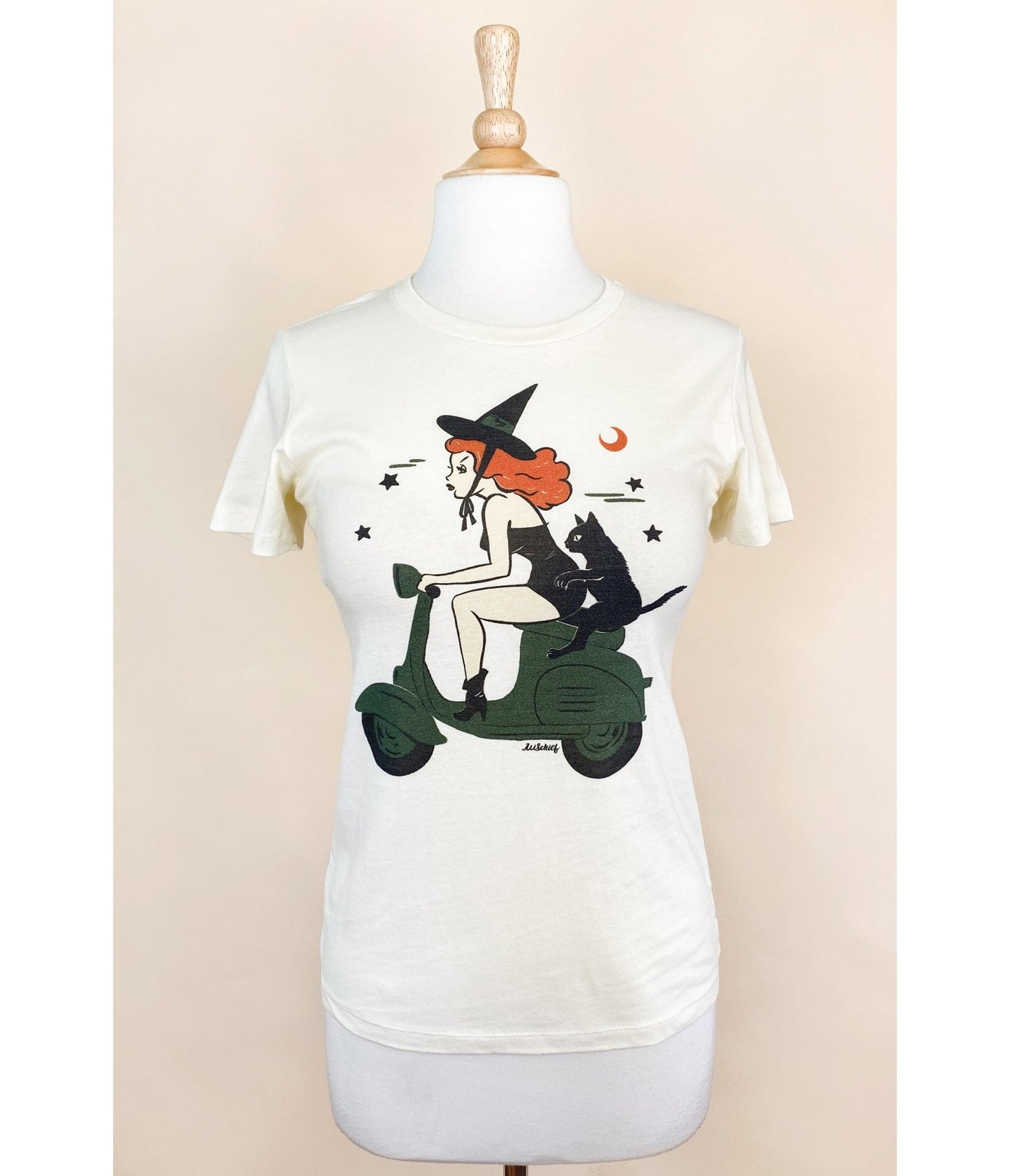 Witchy A - Go - Go Fitted Graphic Tee - Unique Vintage - Womens, TOPS, TEES
