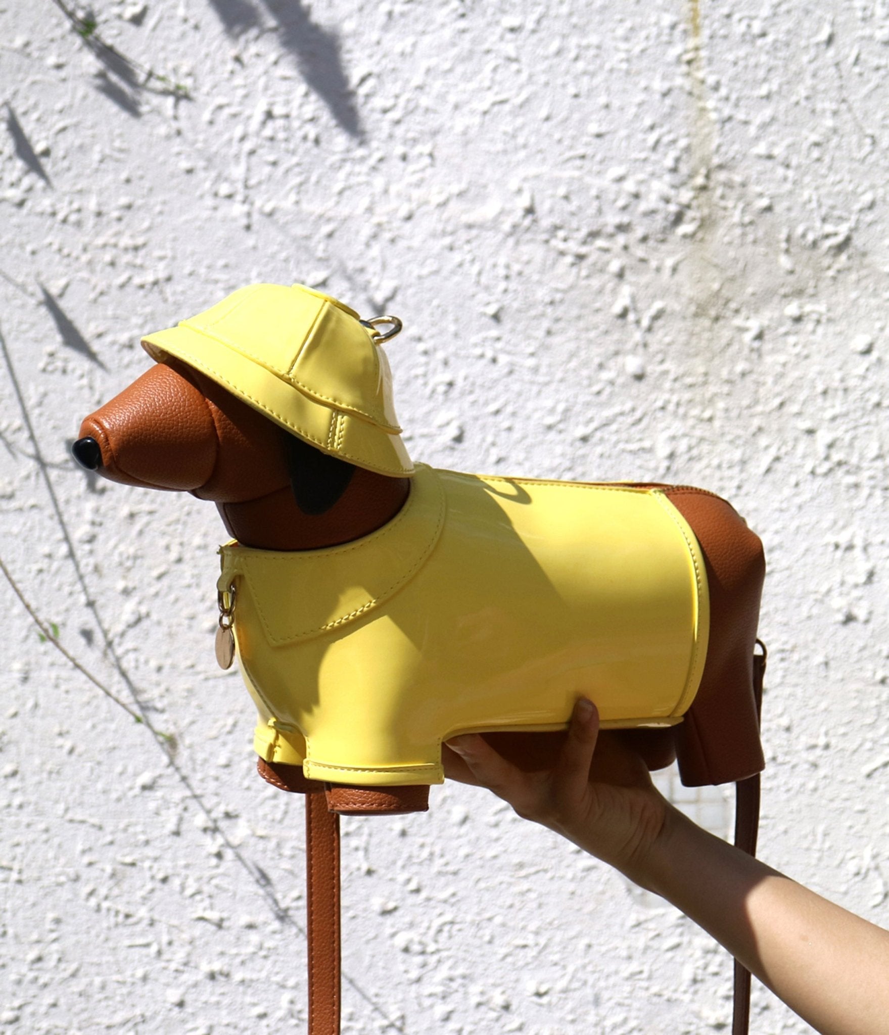 Yellow Leatherette Raincoat Puppy Crossbody Bag – Unique Vintage