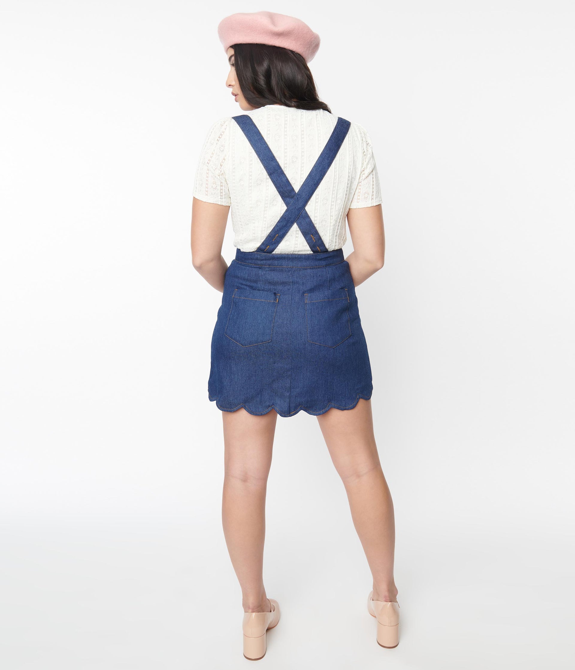 Smak Parlour Denim Blue Suspender Mini Skirt