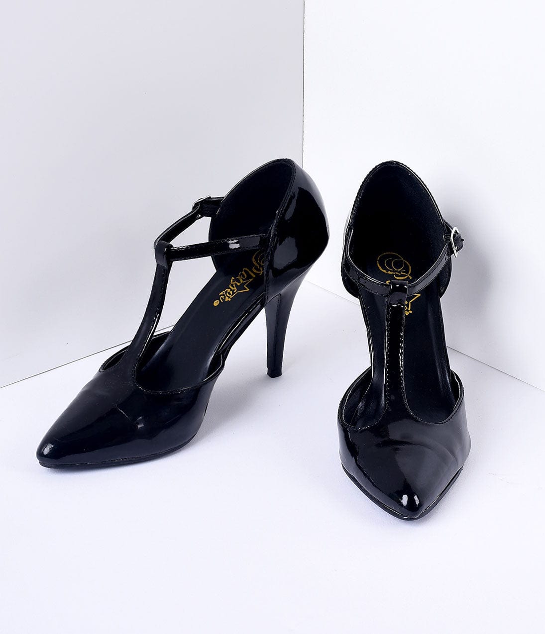 1920s Style Black T - Strap Heels - Unique Vintage - T - Straps