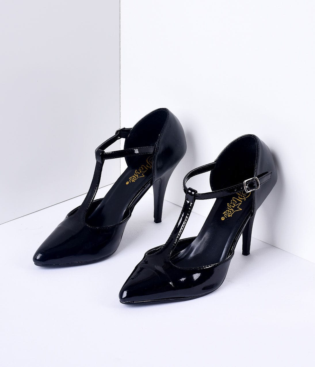 1920s Style Black T - Strap Heels - Unique Vintage - T - Straps