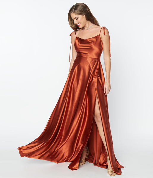 rust red dress