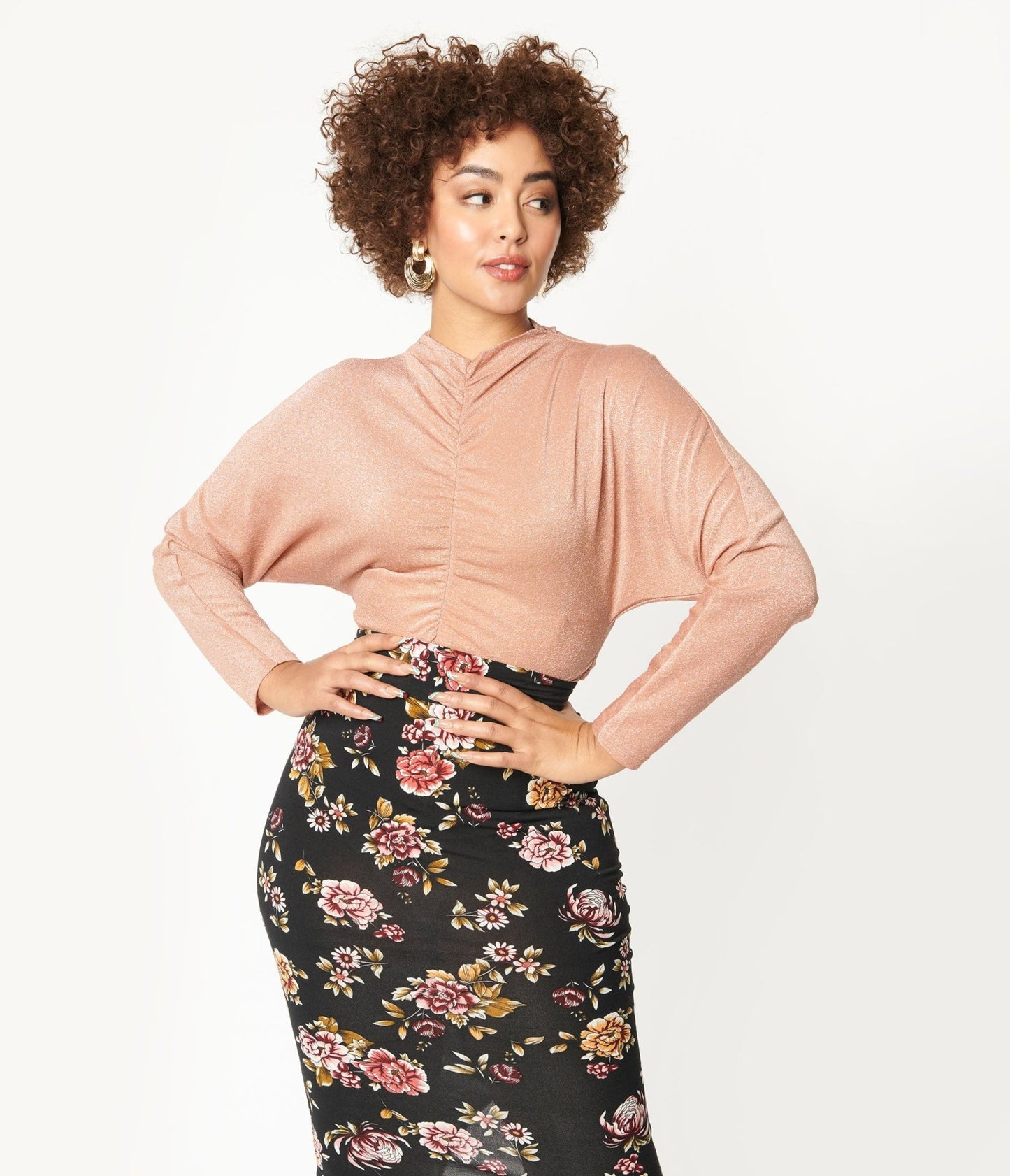 Apricot Blush Sparkle Dolman Top - Unique Vintage - Womens, TOPS, KNIT TOPS