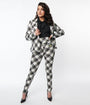 Beetlejuice x Unique Vintage Black & Green Plaid Beetlejuice Cigarette Pants