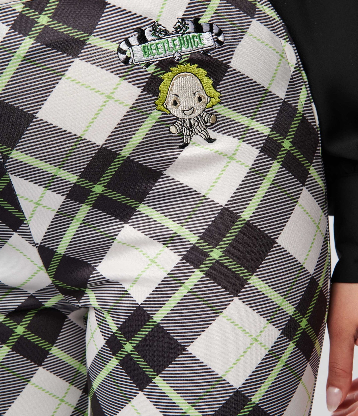 Beetlejuice x Unique Vintage Black & Green Plaid Beetlejuice Cigarette Pants - Unique Vintage - Womens, BOTTOMS, PANTS