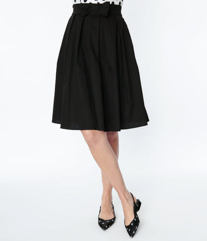 Black Cotton Swing Skirt - Unique Vintage - Womens, BOTTOMS, SKIRTS