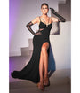 Cinderella Divine  Black Fitted Cutout Evening Gown