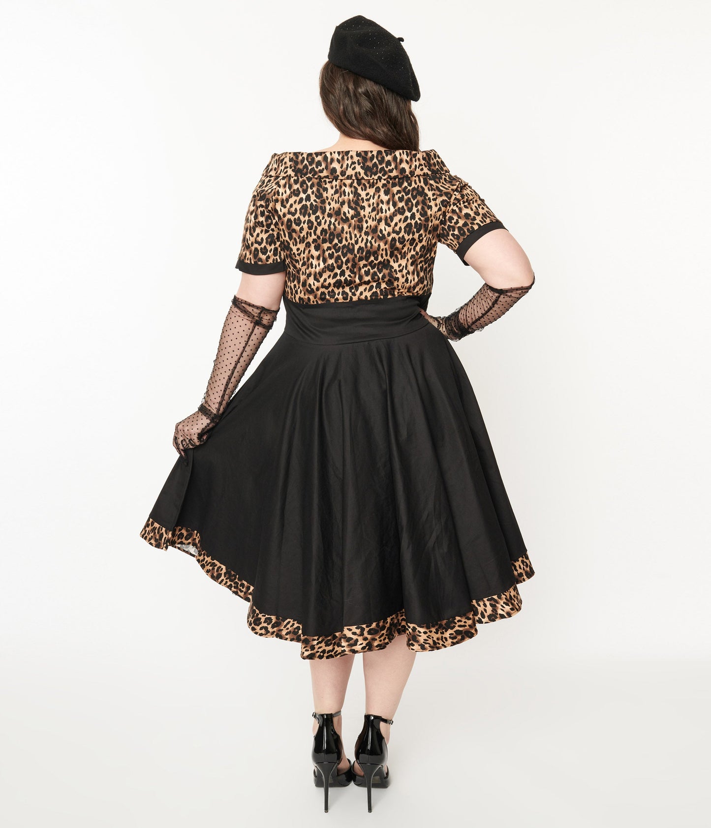 Black & Leopard Print Darlene Swing Dress - Unique Vintage - Womens, DRESSES, SWING