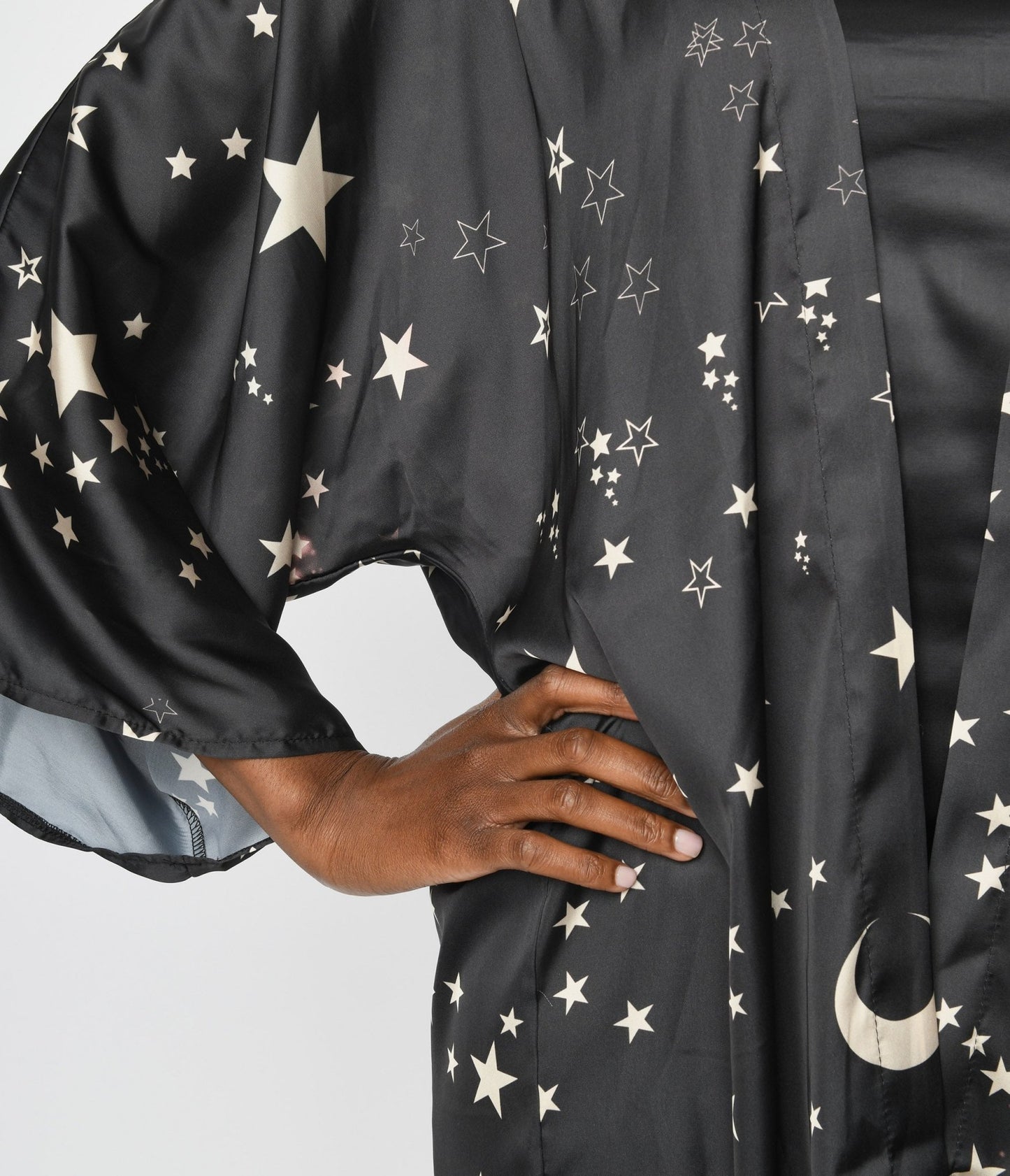 Black Moon & Stars Celestial Witch Kimono - Unique Vintage - Womens, HALLOWEEN, TOPS