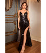 Cinderella Divine  Black Pailllette Sequin Sheath Evening Gown