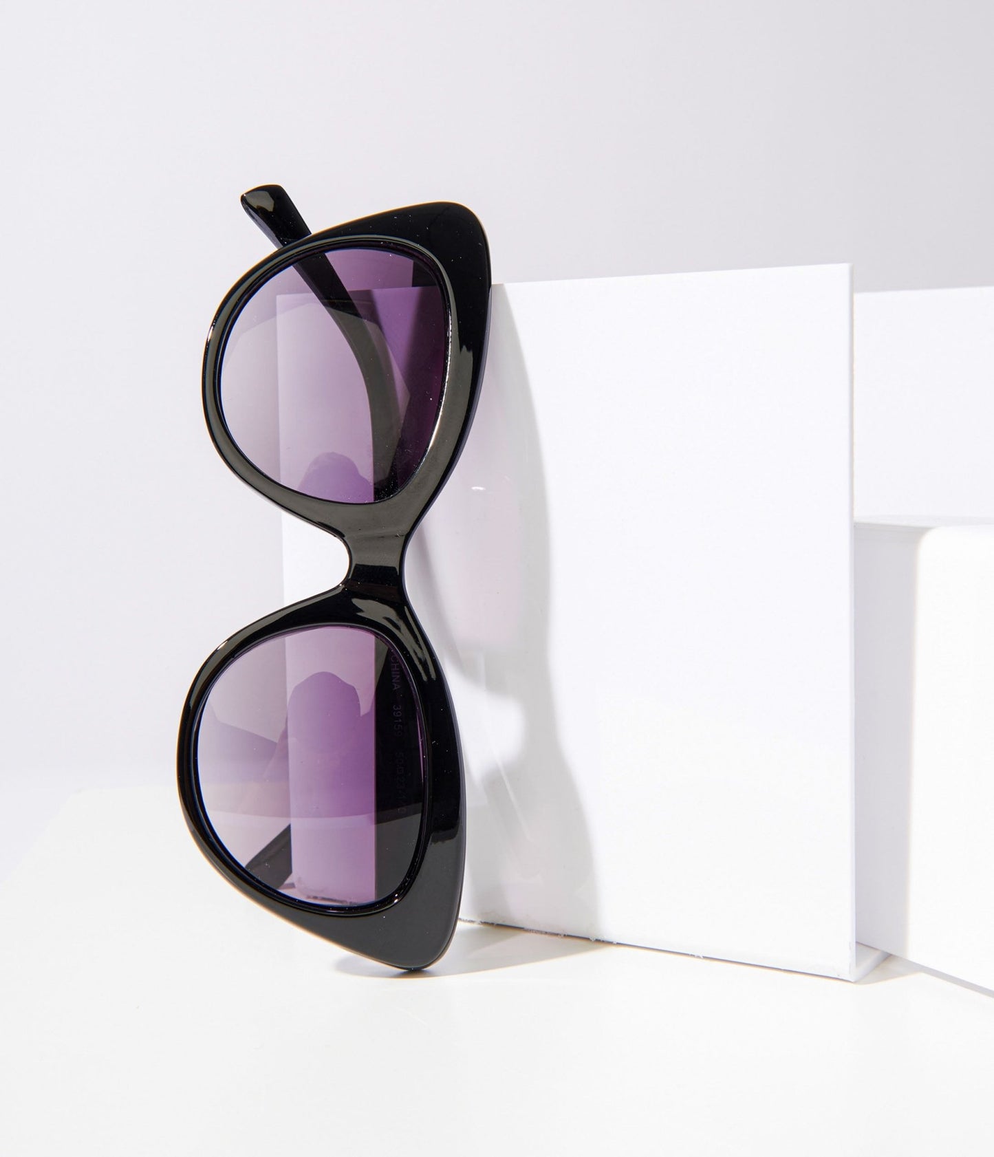 Black & Purple Tint Rounded Cat Eye Sunglasses - Unique Vintage - Womens, ACCESSORIES, SUNGLASSES