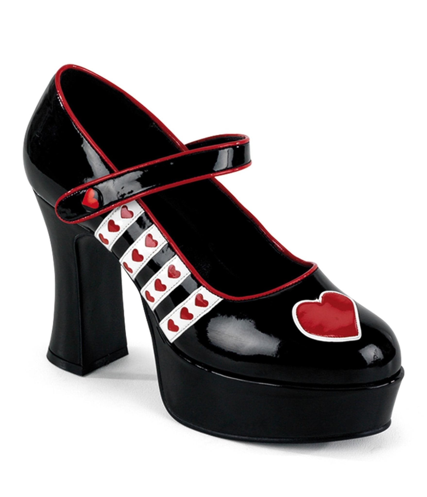 Black Queen of Hearts Platform Heels - Unique Vintage - Womens, SHOES, HEELS