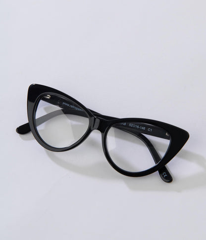 Black Rimmed Cat Eye Glasses - Unique Vintage - Womens, ACCESSORIES, SUNGLASSES