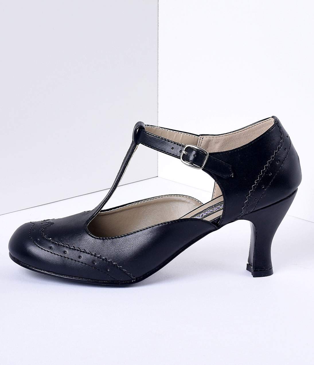 Black T-Strap Mary Jane Heels - Unique Vintage - Womens, SHOES, HEELS