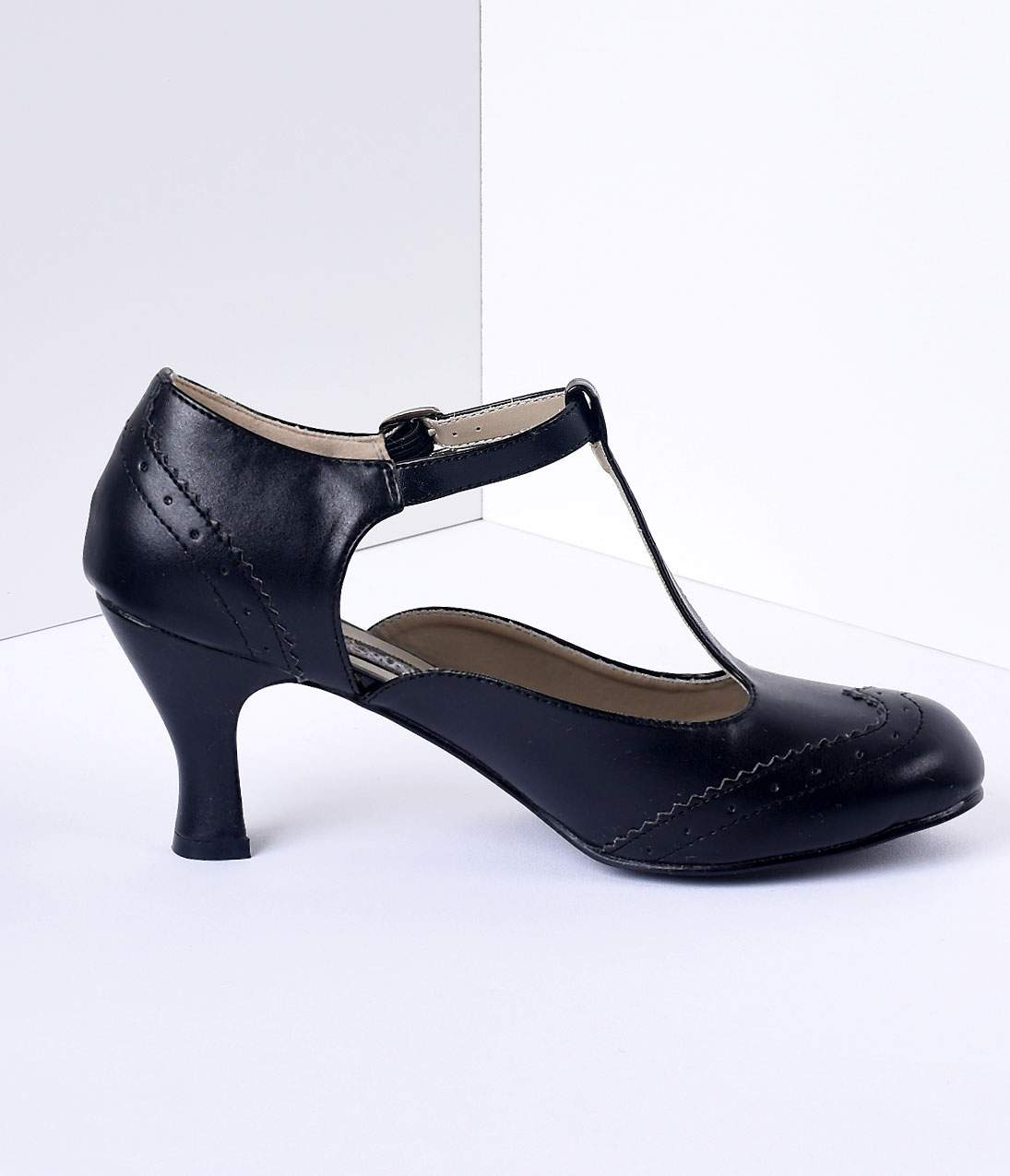 Black T-Strap Mary Jane Heels - Unique Vintage - Womens, SHOES, HEELS