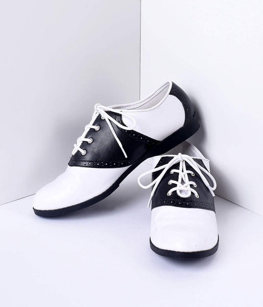 Leather shoes black and white Clearance