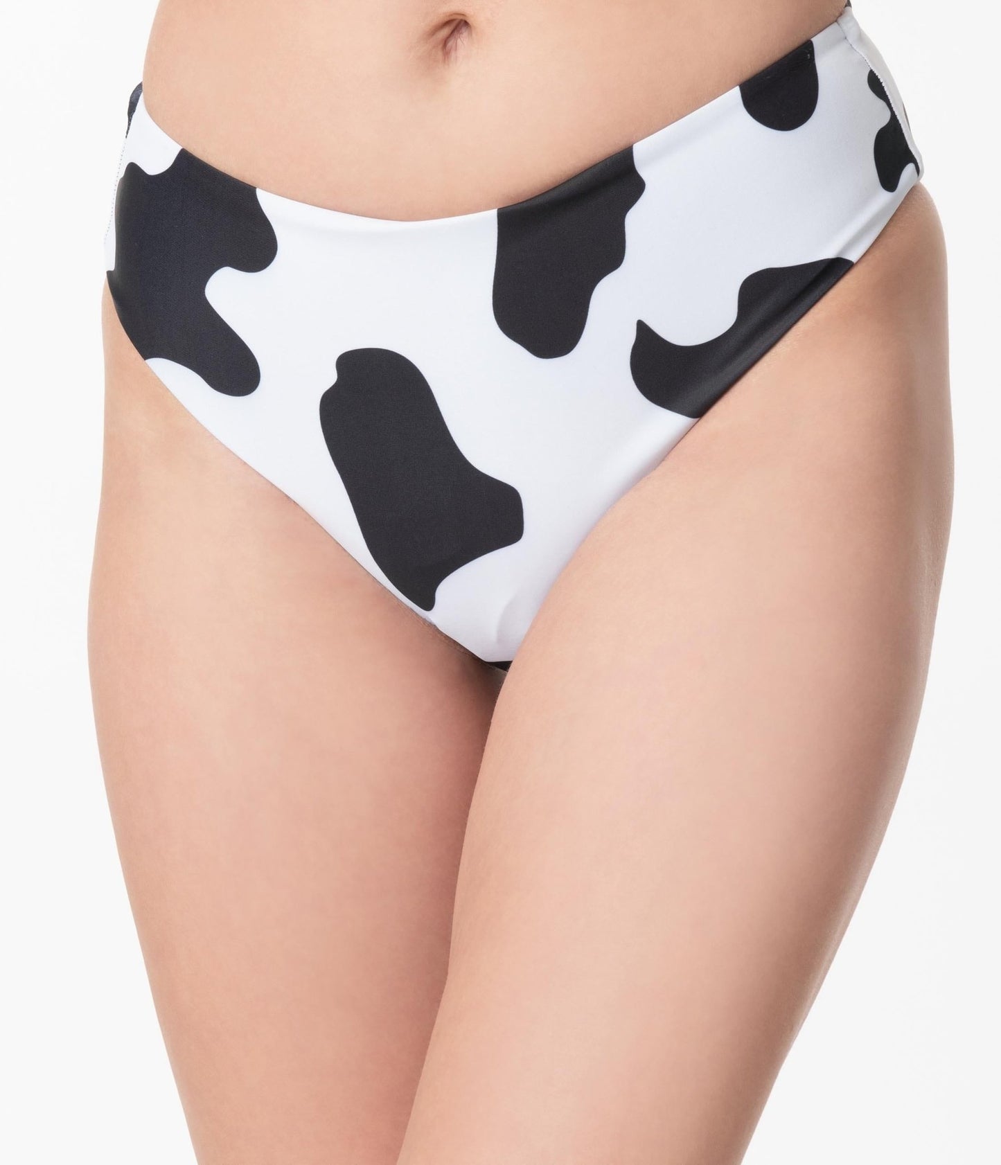 Black & White Cow Print Two Piece Swimsuit - Unique Vintage - Womens, SWIM, TOP