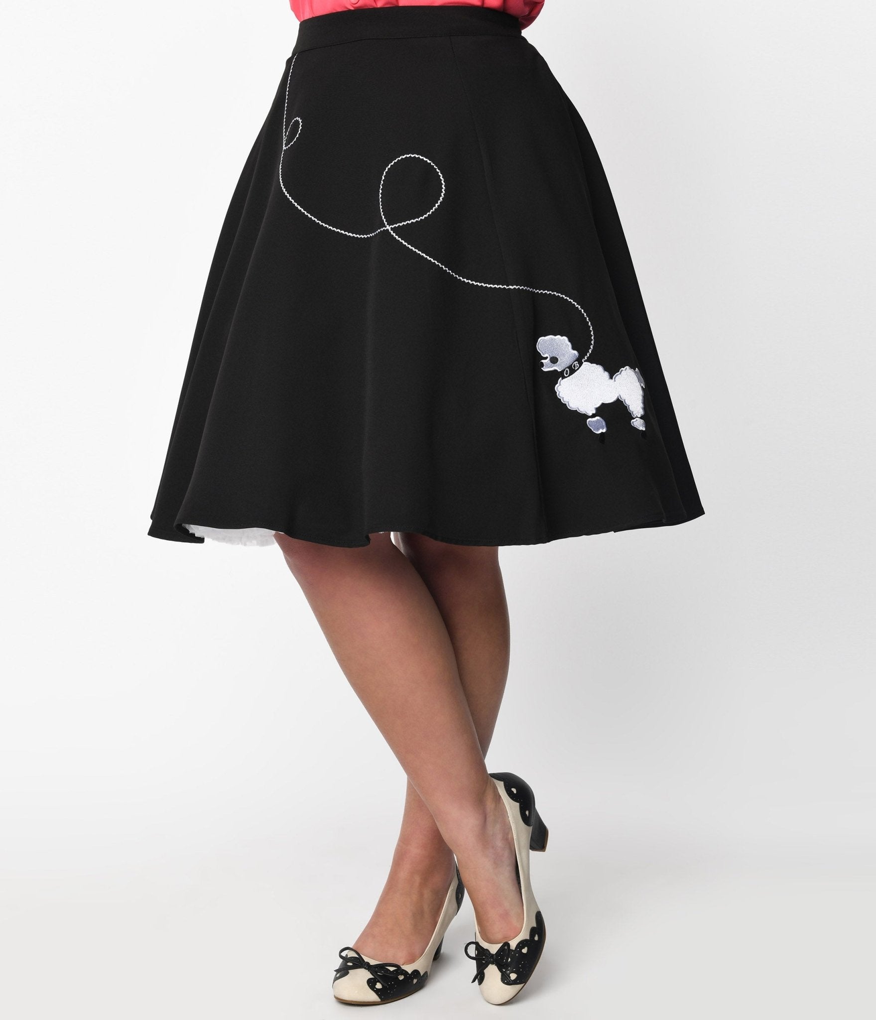 Black & White Poodle Swing Skirt - Unique Vintage - Womens, BOTTOMS, SKIRTS