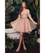 Cinderella Divine  Blush Glitter Tulle Off Shoulder Corset Mini Dress