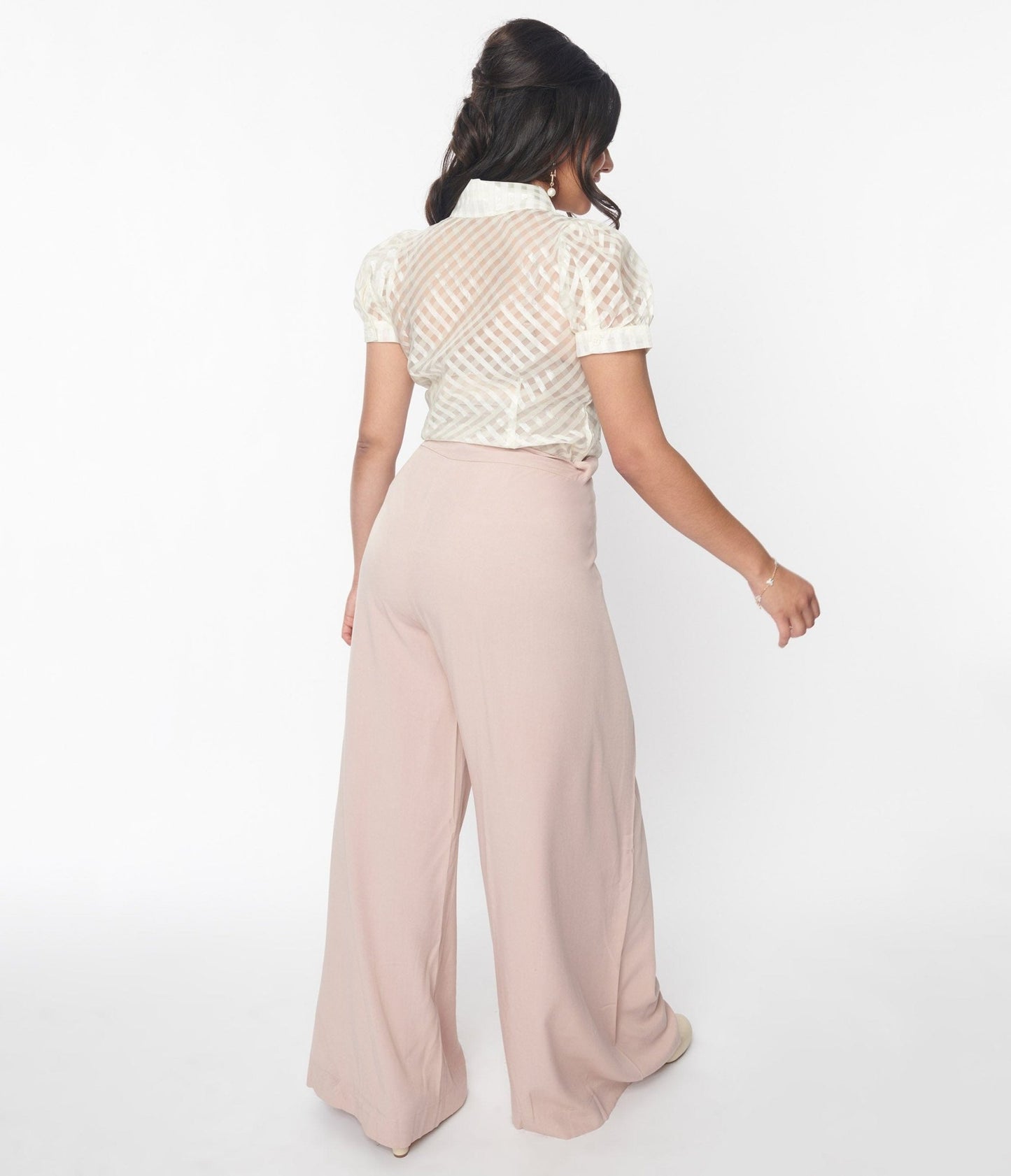 Blush Pink Harem Palazzo Pants - Unique Vintage - Womens, BOTTOMS, PANTS