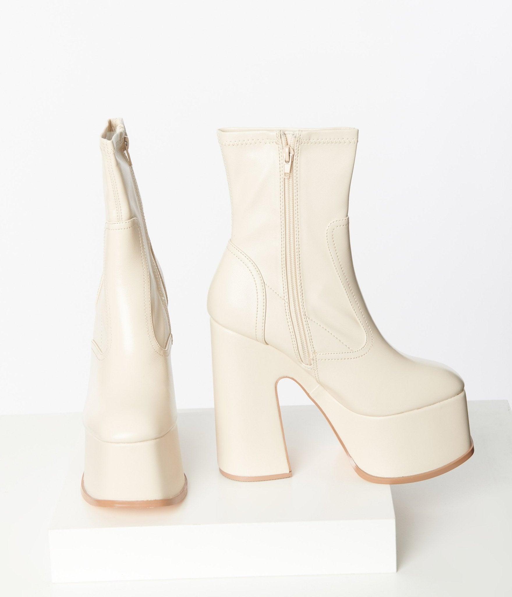 Bone Platform Preston Boots - Unique Vintage - Womens, SHOES, BOOTS