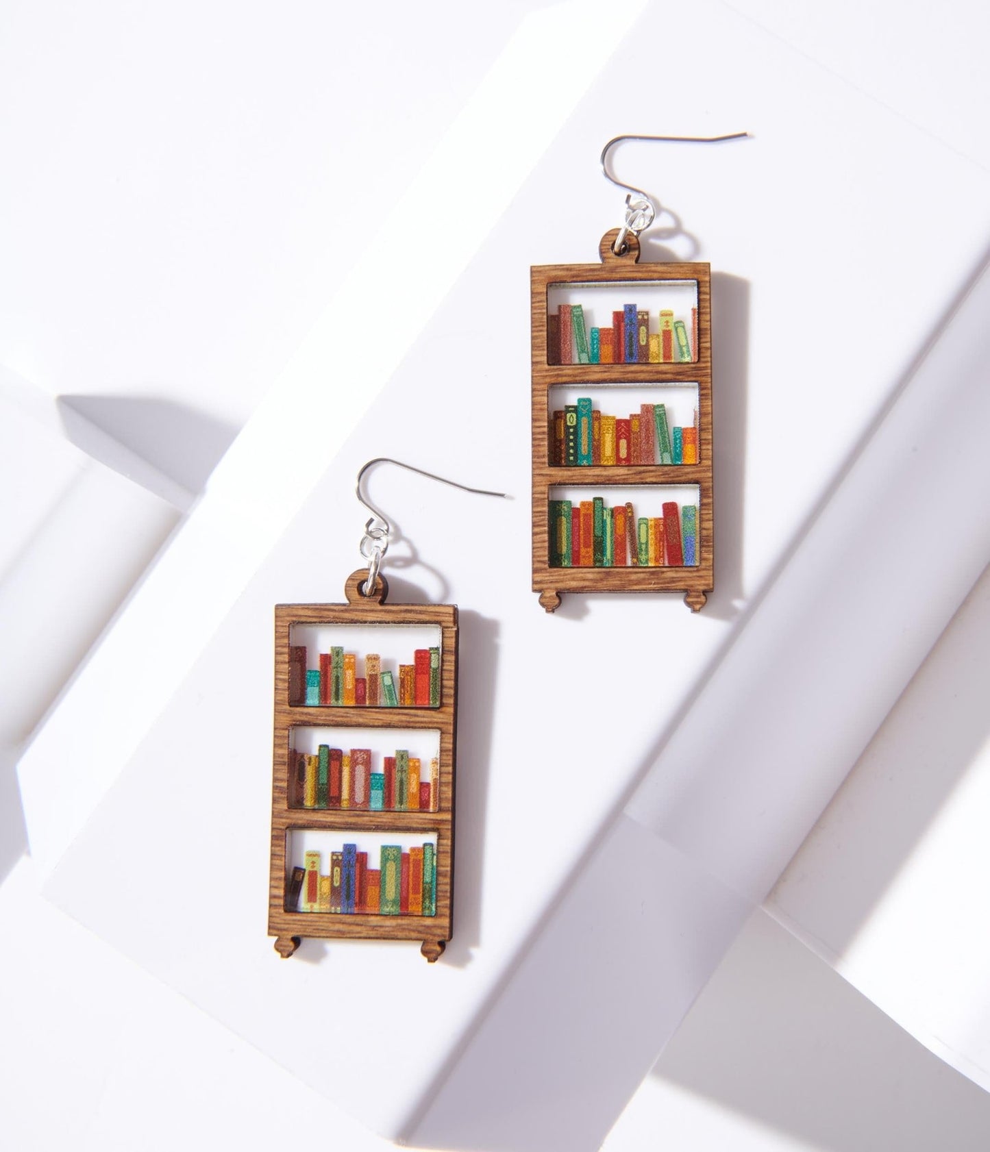 Bookshelf Dangle Earrings - Unique Vintage - Womens, ACCESSORIES, JEWELRY