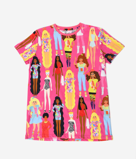Cakeworthy Pink Barbie Through The Decades Unisex Tee - Unique Vintage - Womens, GRAPHIC TEES, TEES