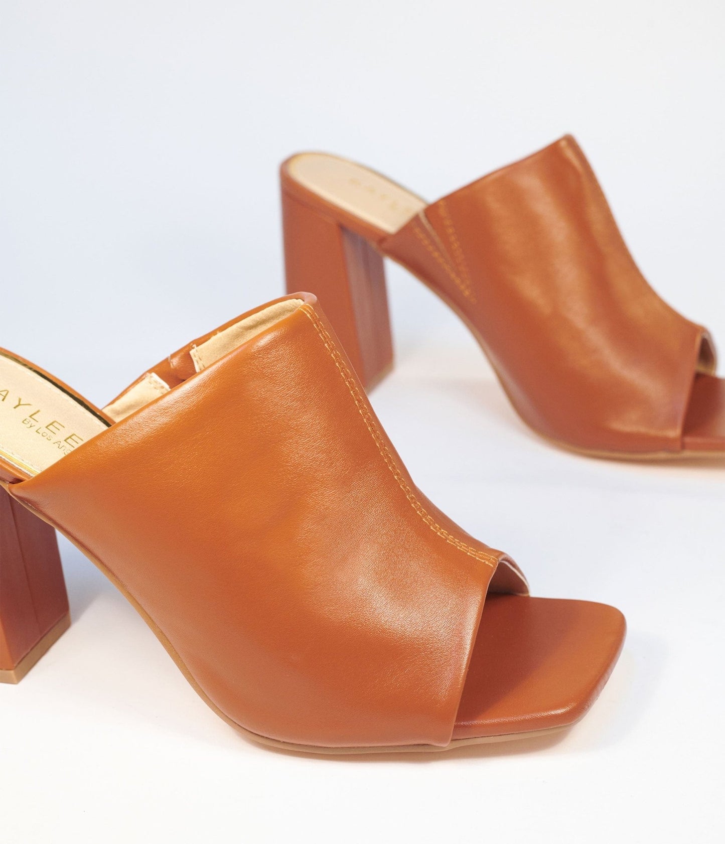 Camel Peep Toe Mule Heels - Unique Vintage - Womens, SHOES, HEELS