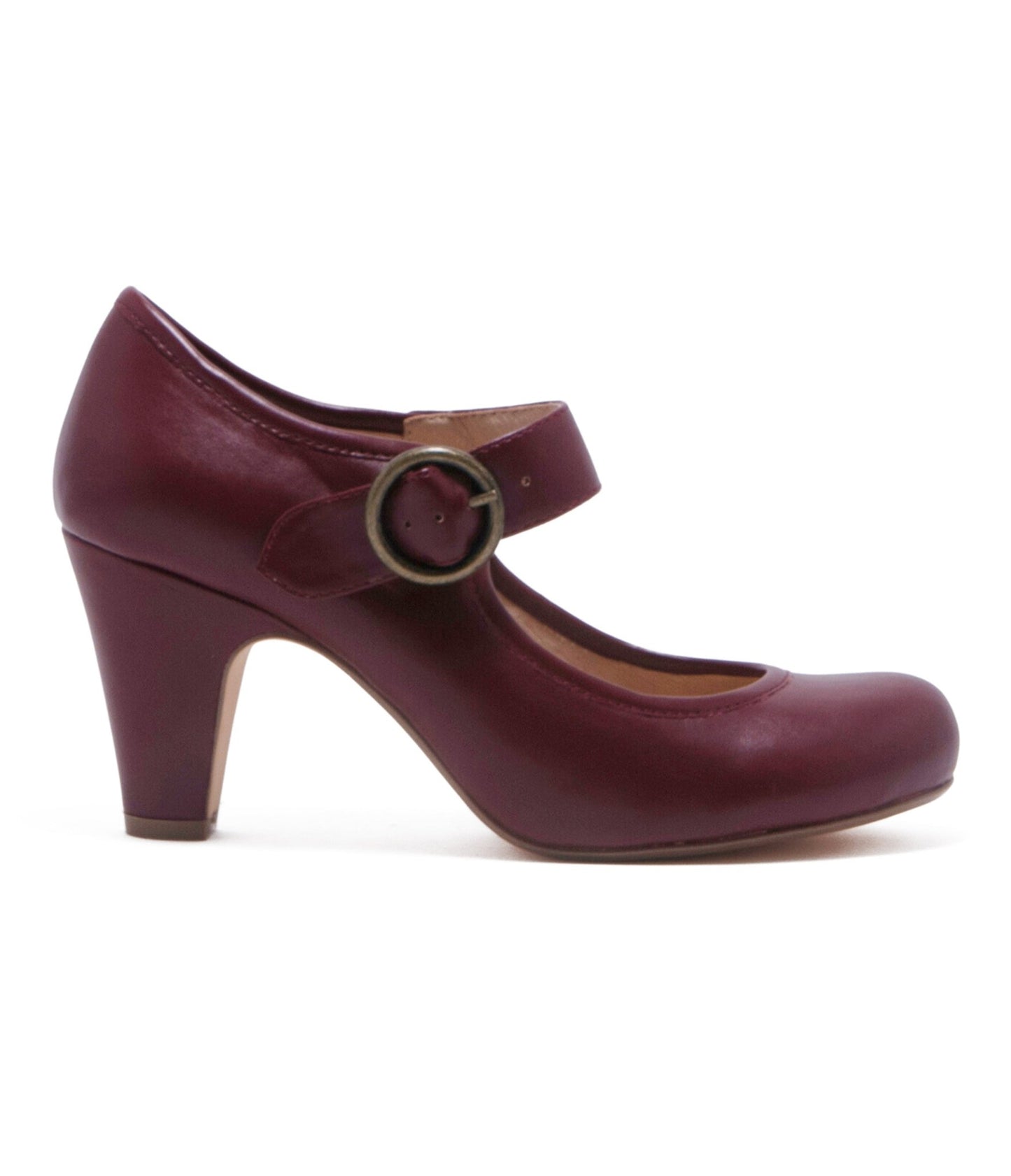 Chelsea Crew Burgundy Leatherette Mary Jane Madeline Heels - Unique Vintage - Womens, SHOES, HEELS