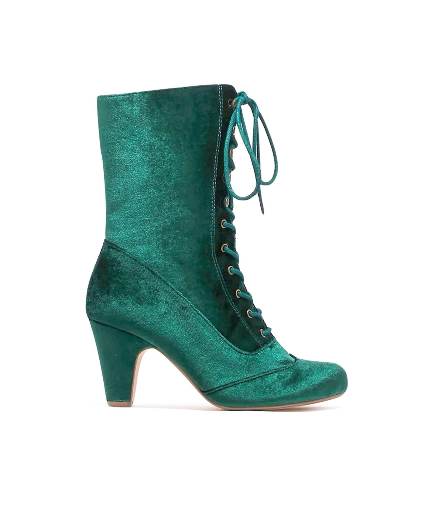 Chelsea Crew Emerald Green Velvet Victorian Claire Boots - Unique Vintage - Womens, SHOES, BOOTS