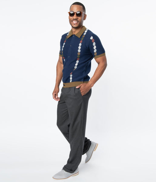 Collectif 1940s Dark Grey Jessy Mens Pants Unique Vintage