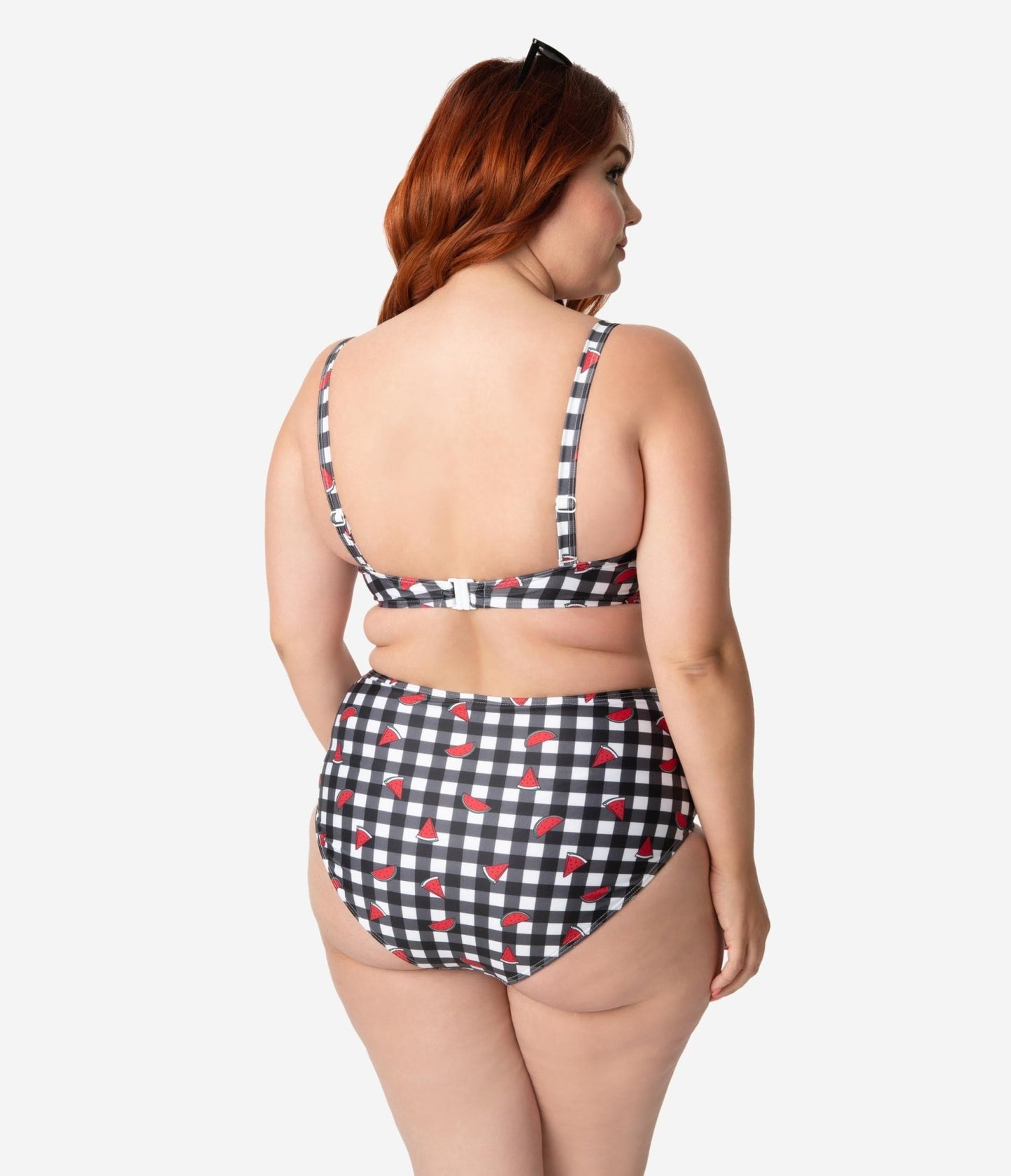 Collectif x Playful Promises Black & White Gingham Watermelon Print Swim Bottoms - Unique Vintage - Womens, SWIM, BOTTOM