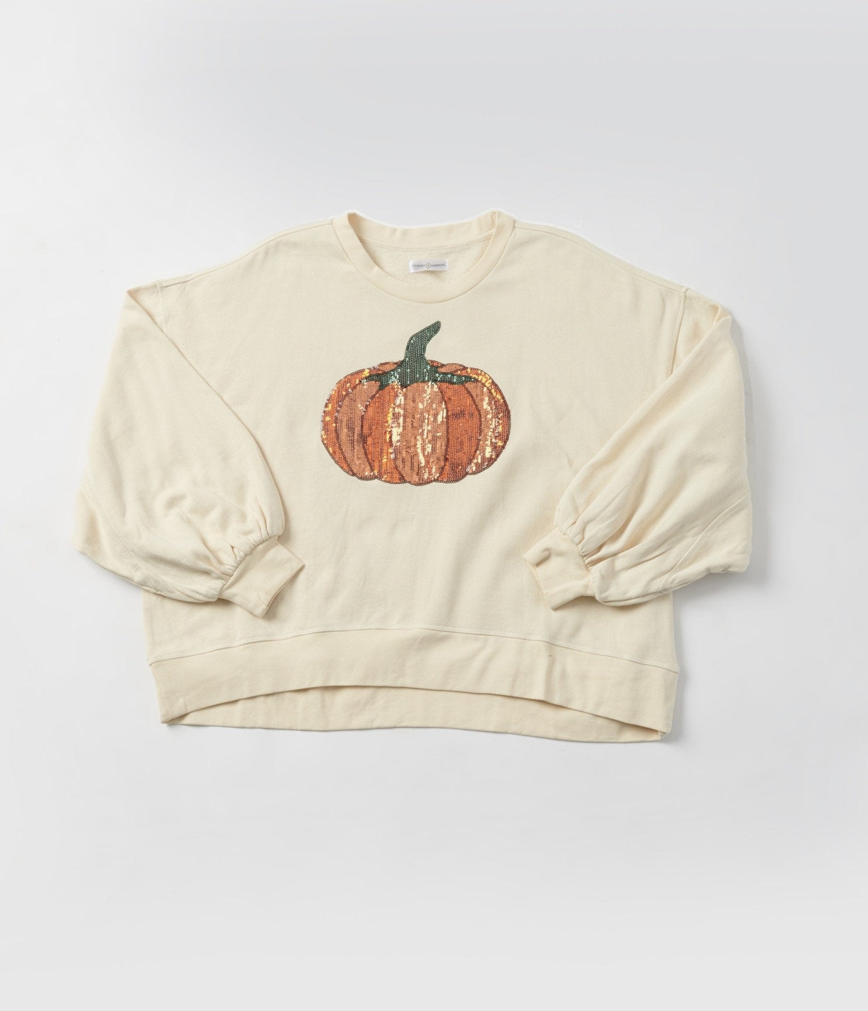 Cream Pumpkin Sequin Pullover Sweater - Unique Vintage - Womens, HALLOWEEN, TOPS