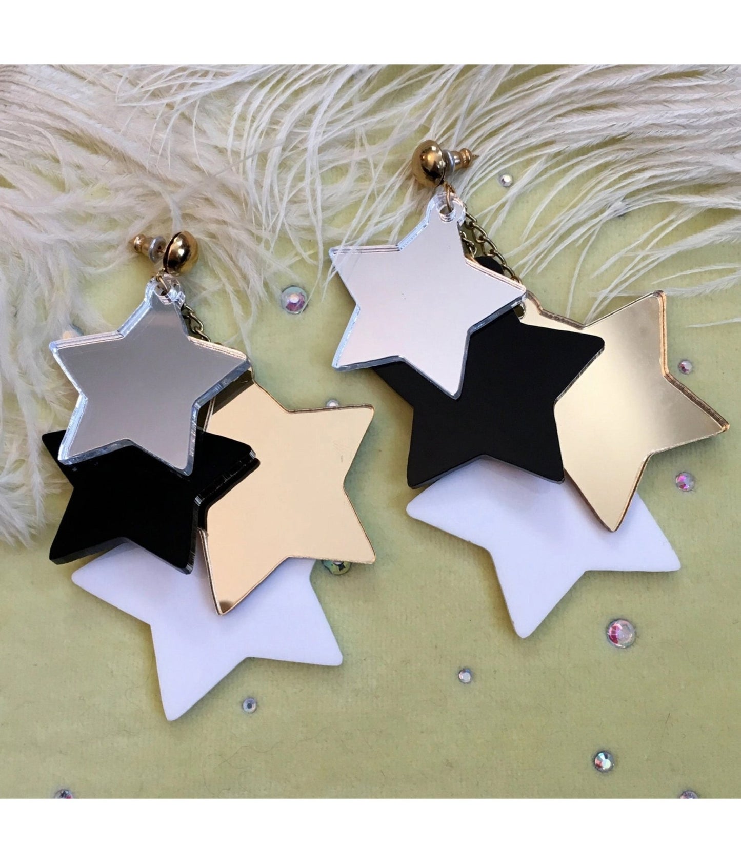 Dangling Stars Earrings - Unique Vintage - Womens, ACCESSORIES, JEWELRY