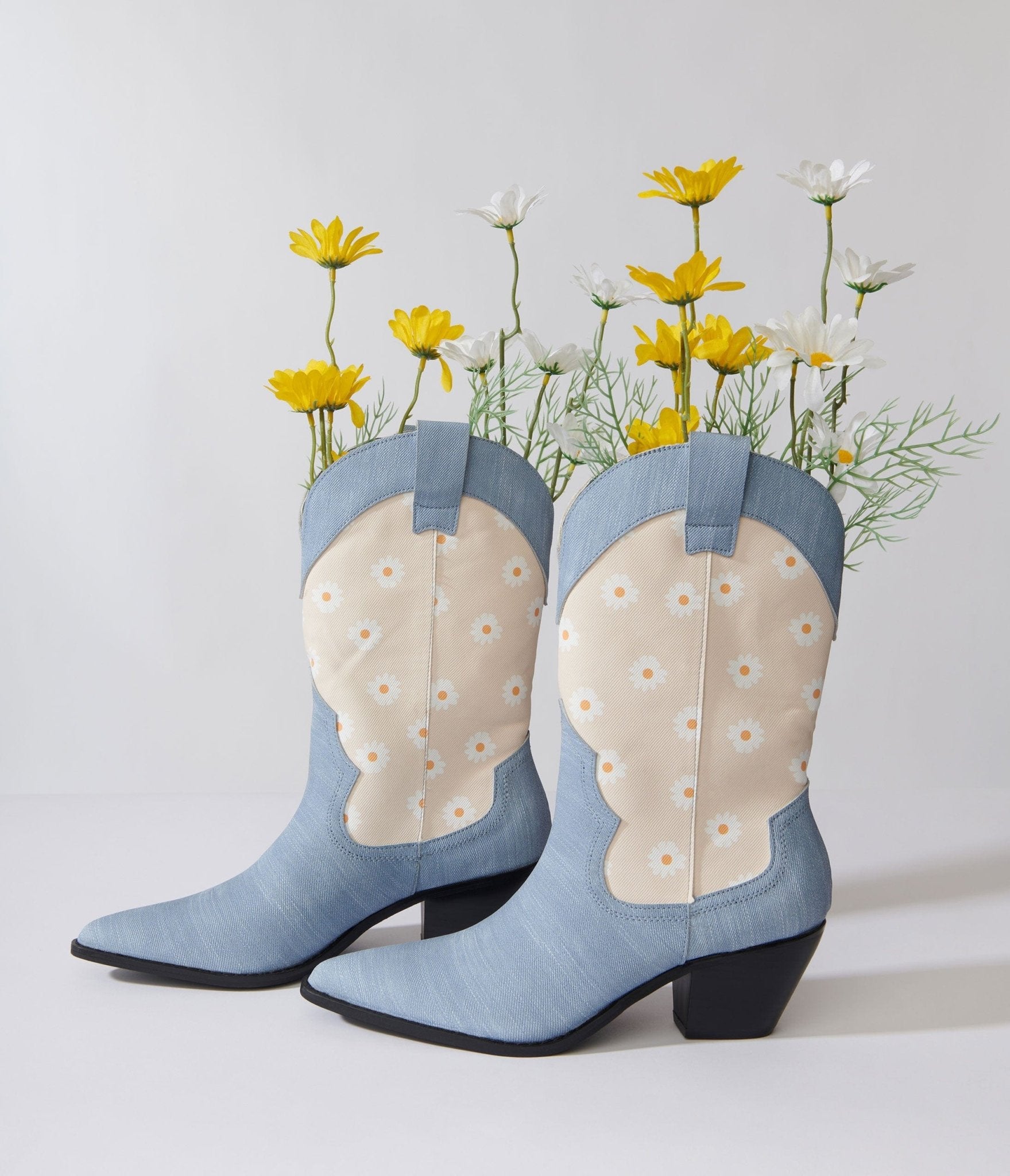 Denim Daisy Cowboy Boot - Unique Vintage - Womens, SHOES, BOOTS