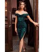 Cinderella Divine  Emerald Gathered Sequin Homecoming Dress