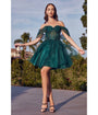 Cinderella Divine  Emerald Glitter Tulle Off Shoulder Corset Mini Dress