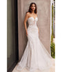Cinderella Divine  French White Floral Embellished Mermaid Bridal Gown