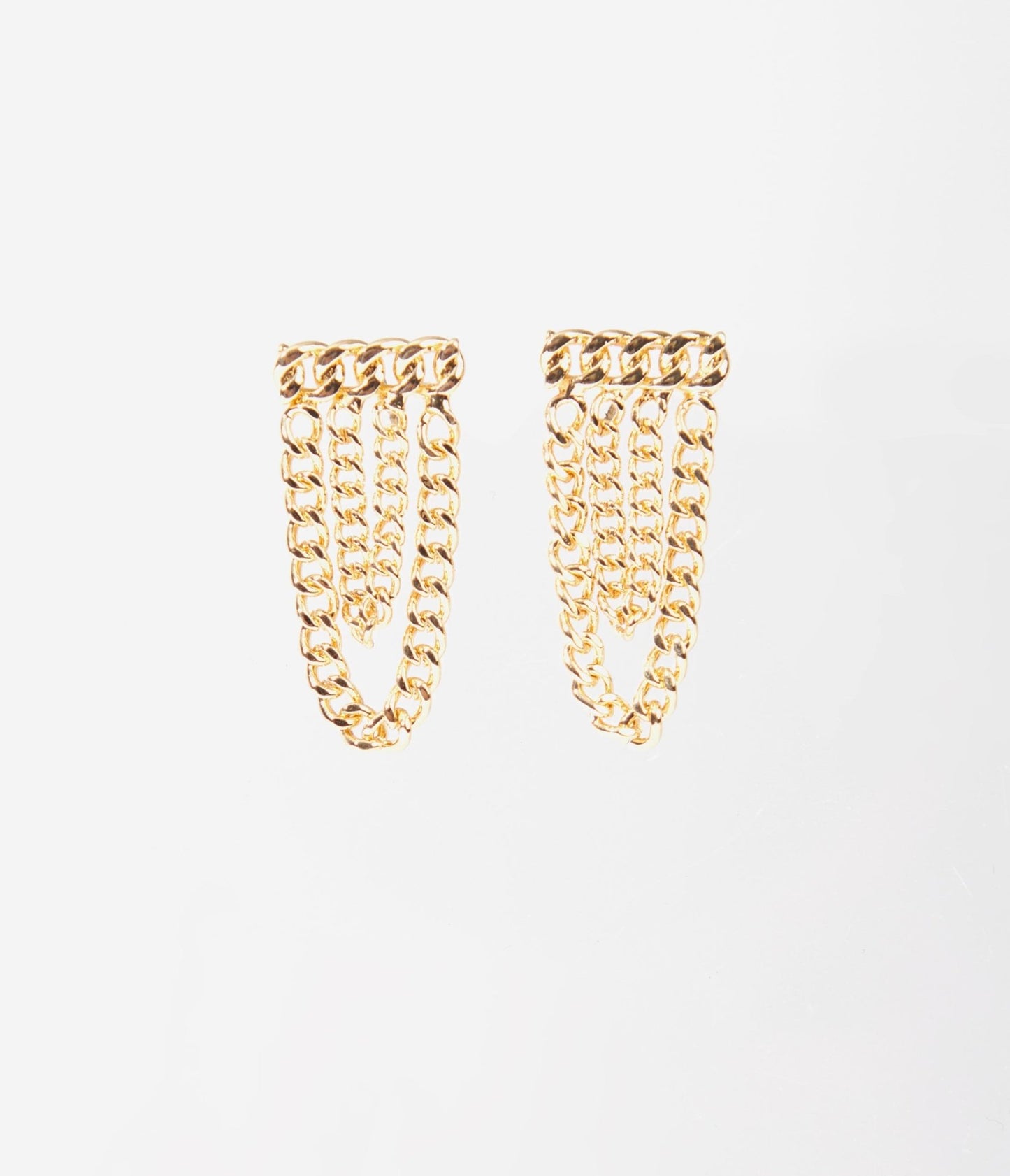 Gold Curb Chain Link Earrings - Unique Vintage - Womens, ACCESSORIES, JEWELRY