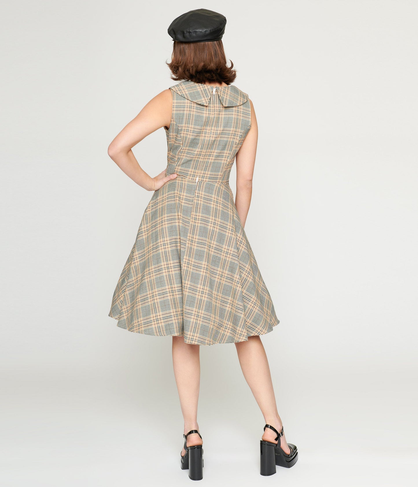 Grey Plaid Swing Dress - Unique Vintage - Womens, DRESSES, SWING