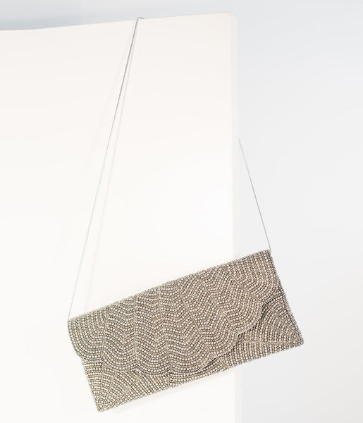 【新品】MATObyMARLMARL envelope purse3/stone Judith Leiber Envelope Crystal Silver Clutch